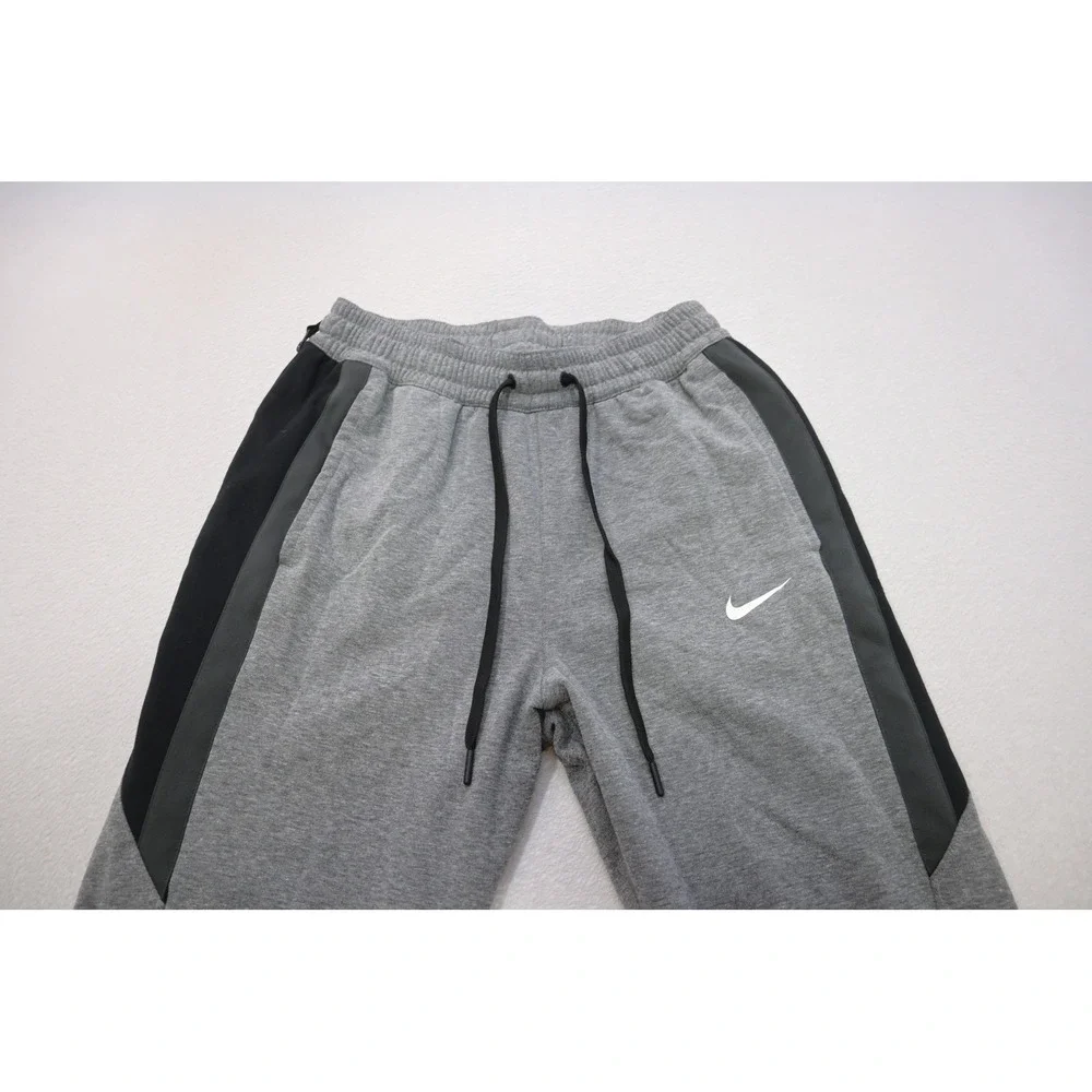 Nike Jogger Sweatpants‎ Mens Medium Therma Fit Gray Black Tapered Athletic EUC